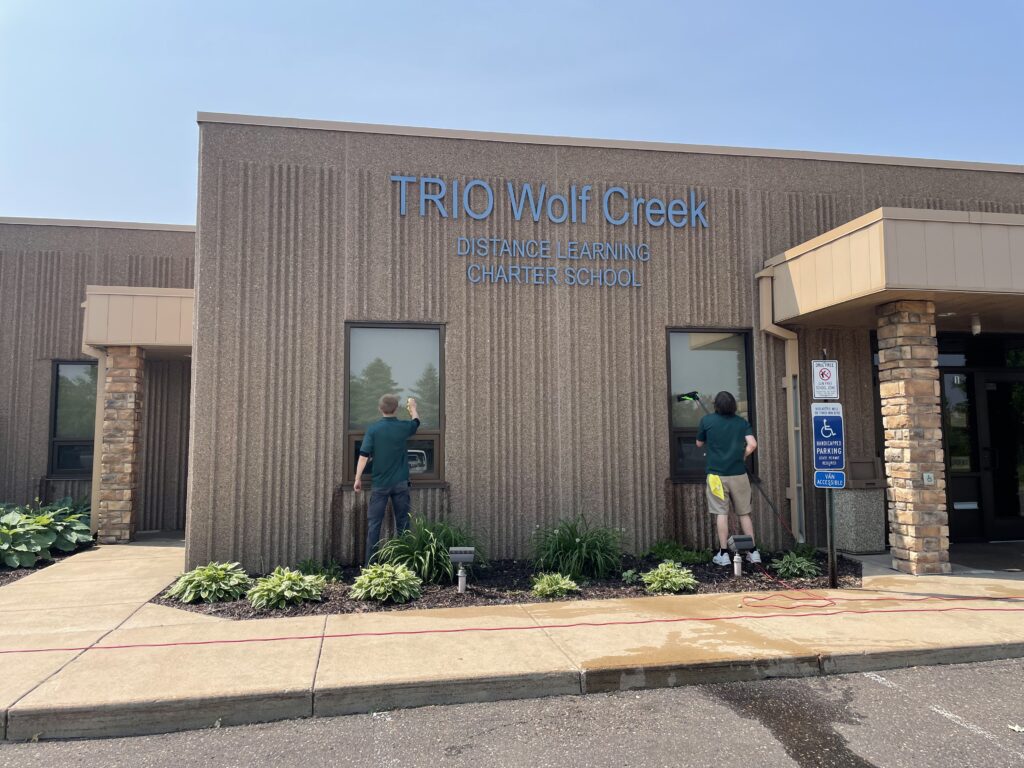 Window Cleaning at Trio Wolf Creek Online Highschool.